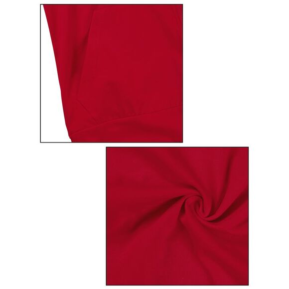 Men's Hoodies Solid Color Zip Up Short Sleeve Jackets with Hood Red - Picture 6 of 6